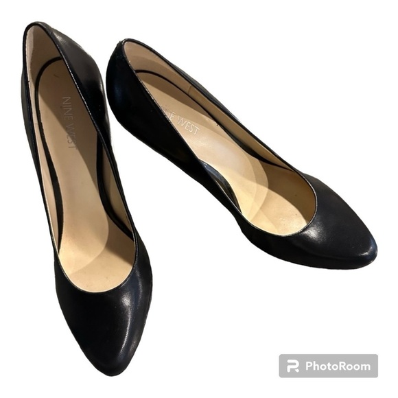 NINE WEST Leather Platform Heels - Picture 1 of 5